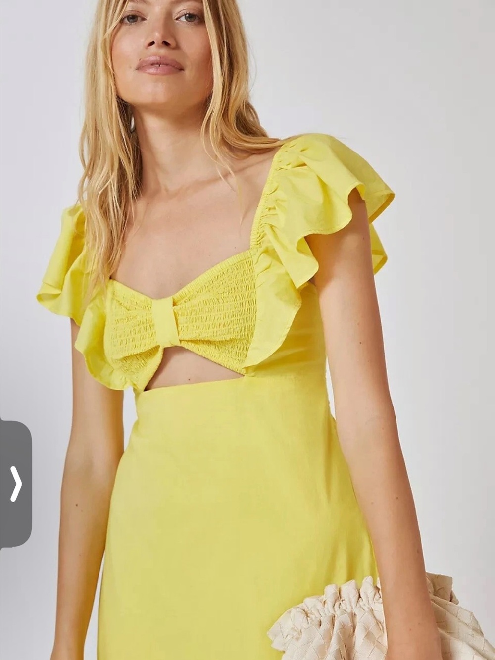 FARM Rio Yellow Maxi Dress with Ruffle Sleeves & Bow Front - Picture 10 of 10